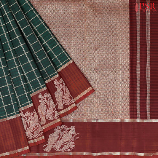 Bottle Green Kanchipuram Silk Saree