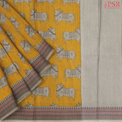 Mustard Yellow Munga Silk Saree