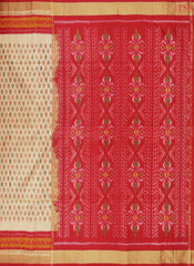Saffron Beige Pochampally Soft Silk Saree