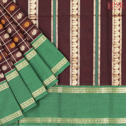 Brown Kalakshetra Kovai Cotton Saree