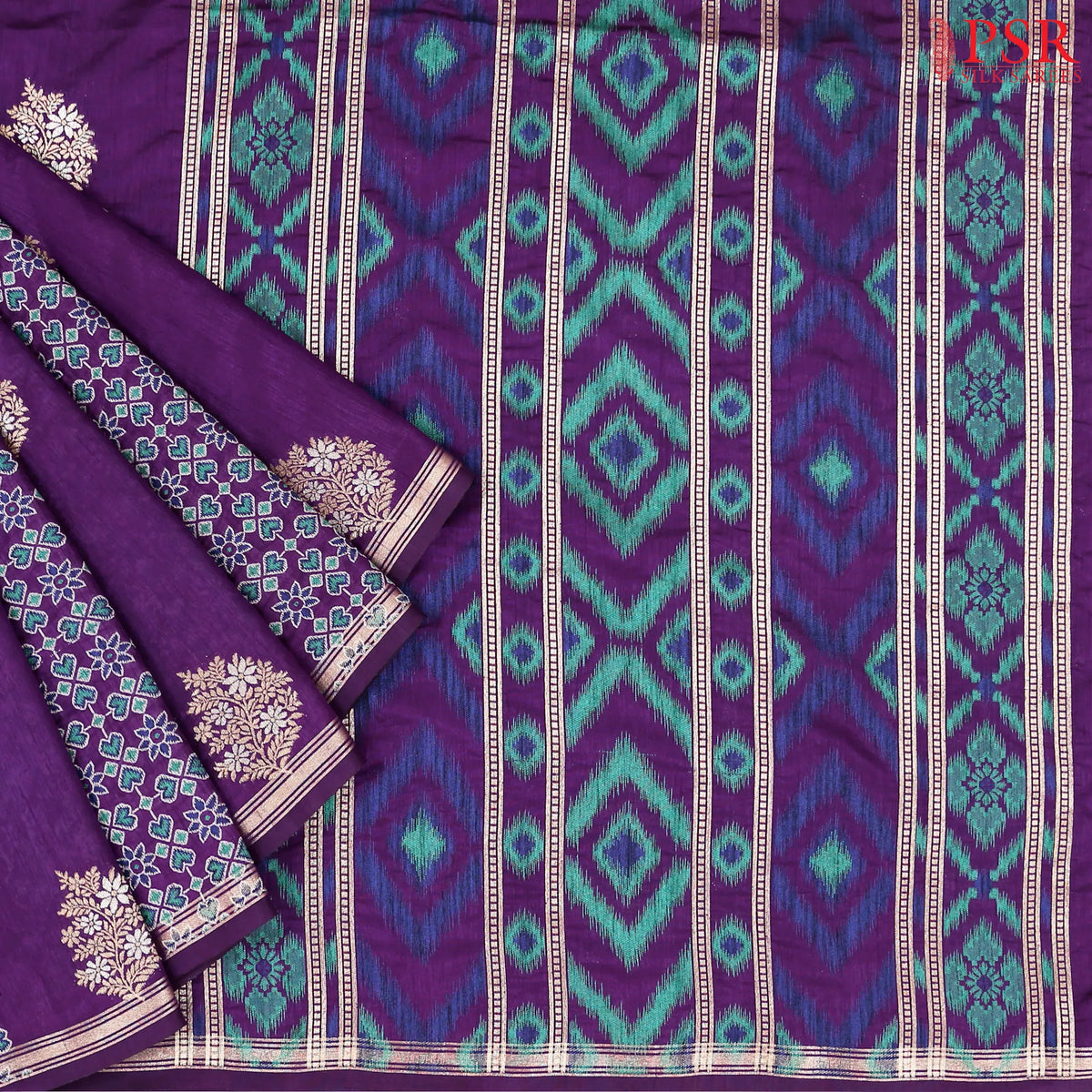 Violet Tussar Kadi Saree