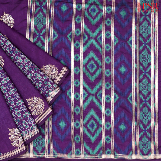 Violet Tussar Kadi Saree