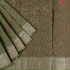 Army Green Banaras Tussar Silk Saree
