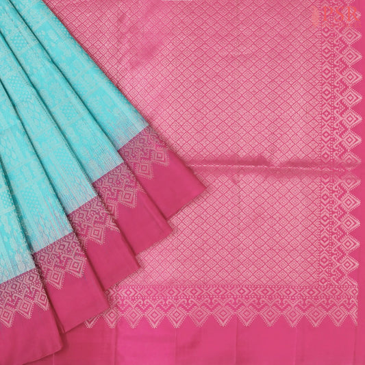 Turquoise Blue Soft Silk Saree