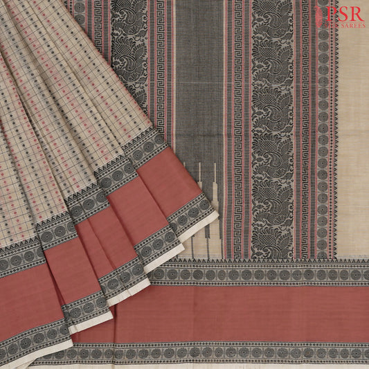 Beige Kalakshetra Kovai Cotton Saree