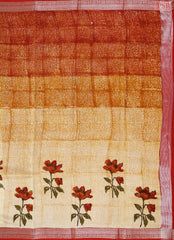 Beige & Mustard Chanderi Silk Cotton Saree