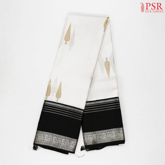 White Kanchipuram Silk Saree