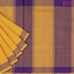 Mustard Yellow & Violet Mangalagiri Cotton Saree