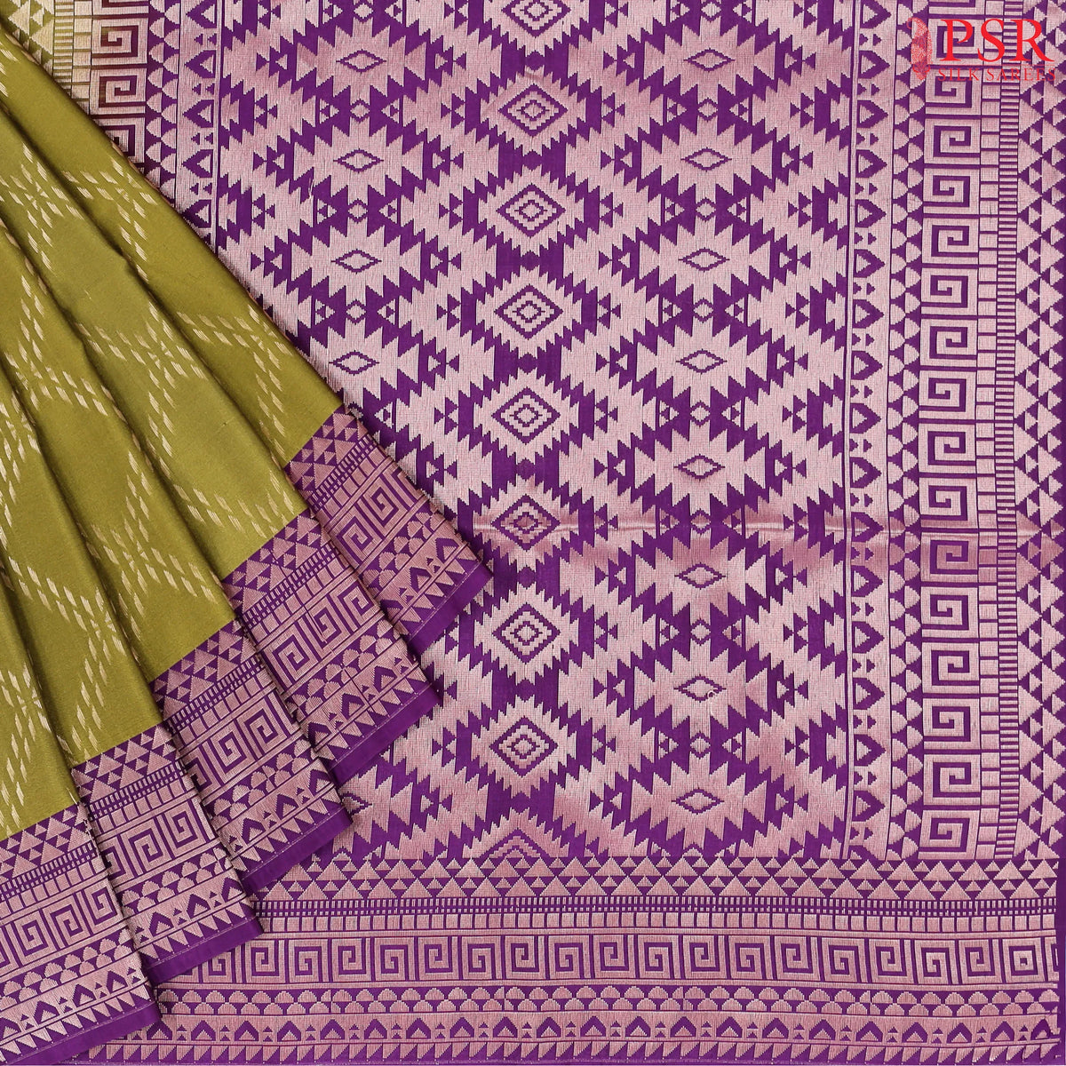 Dark Olive Yellow Soft Art Silk Saree