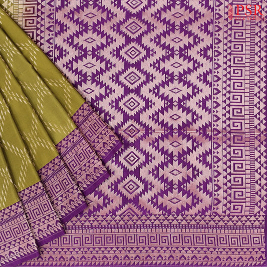 Dark Olive Yellow Soft Art Silk Saree