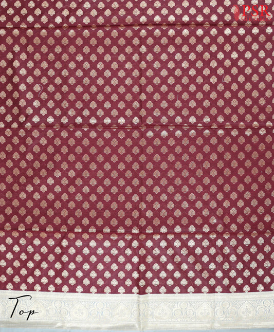Maroon Banaras Silk Cotton Dress Material