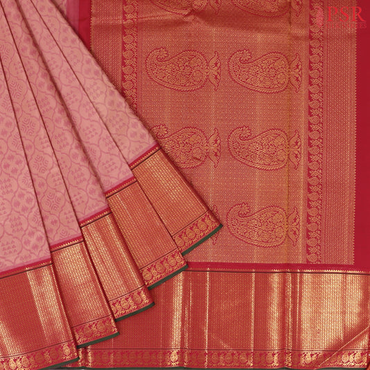 Candlelight Peach Kanchipuram Silk Saree
