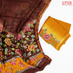 Mustard Yellow Chanderi Silk Cotton Dress Material