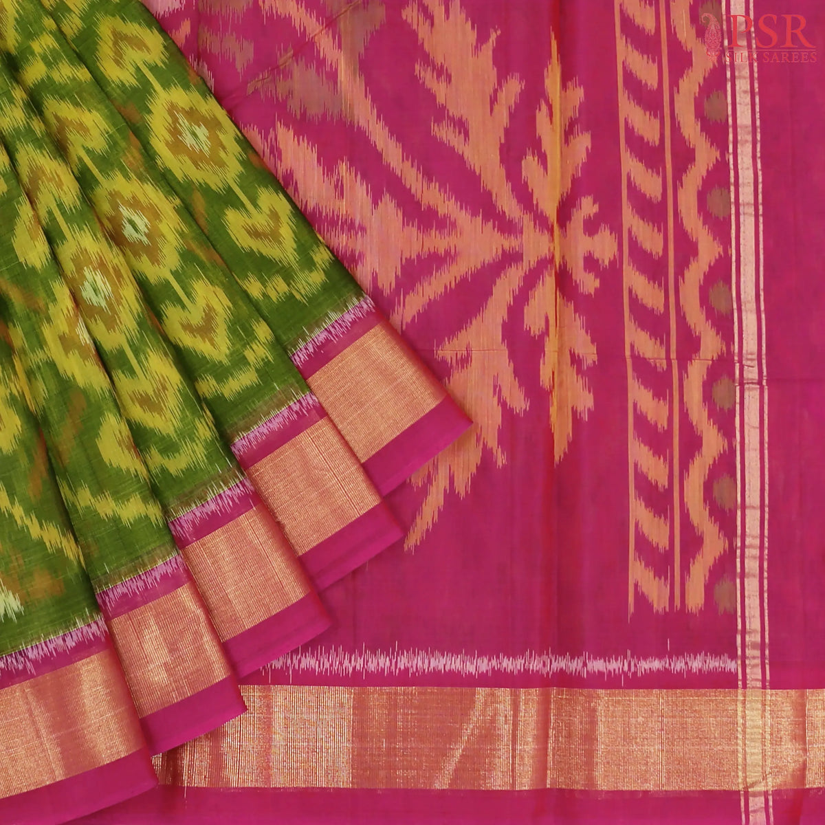 Sap Green Patola Silk Cotton Saree