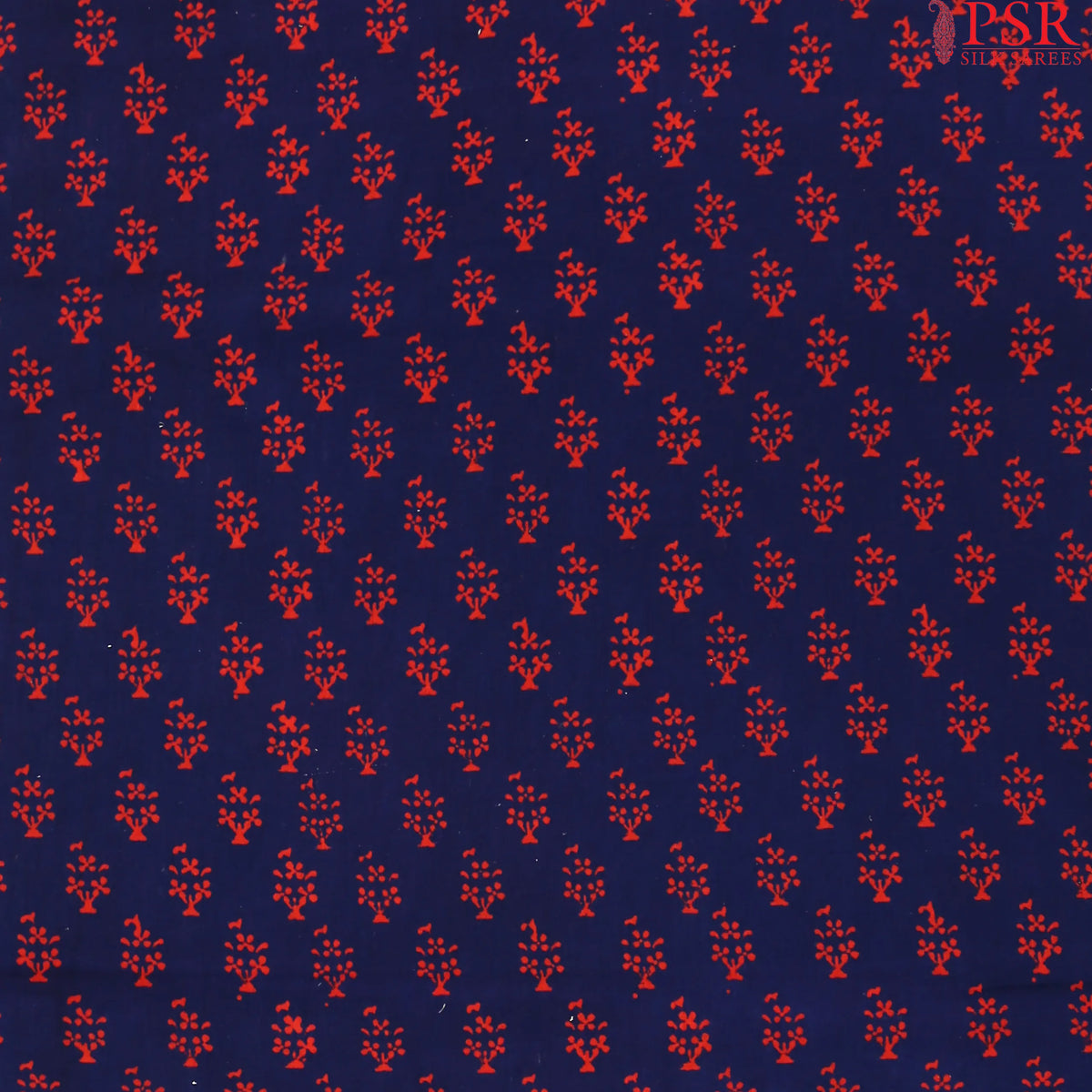 Navy Blue Cotton Print Running Material