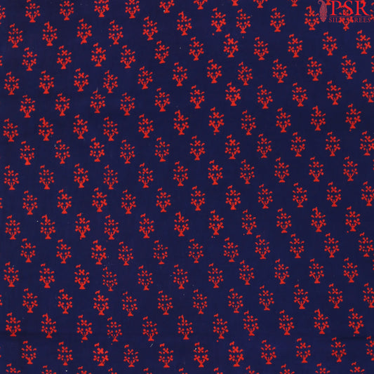Navy Blue Cotton Print Running Material
