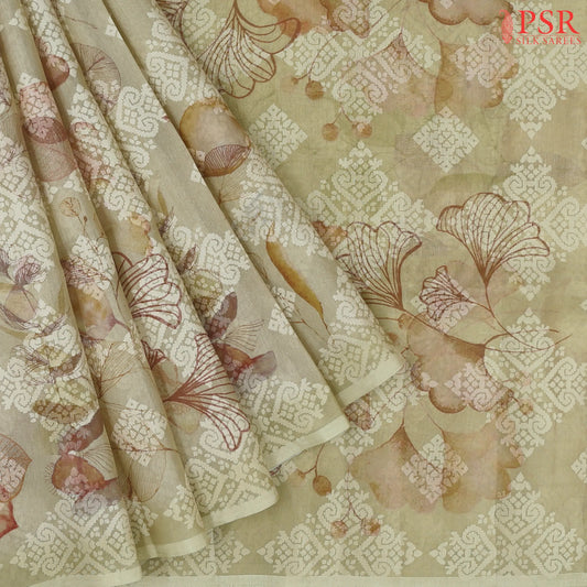 Pale Olive Yellow Tissue Organza Saree