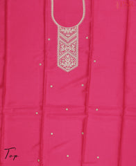 Hot Pink Semi Silk Dress Material