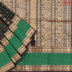 Dark Brown Kalakshetra Kovai Cotton Saree