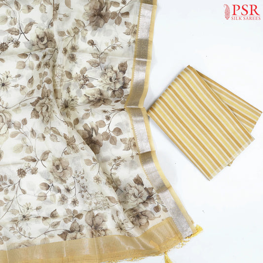 Mustard Yellow Kota Silk Cotton Dress Material