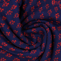 Navy Blue Cotton Print Running Material