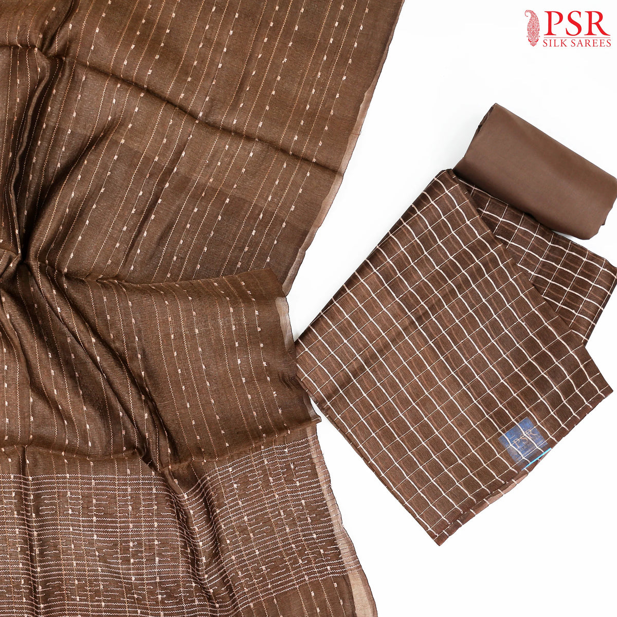 Brown Tassar Dress Material