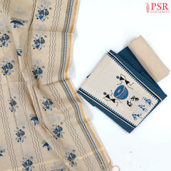 Teal Blue Chirala Cotton Dress Material