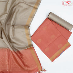 Coral Peach Silk Dress Material