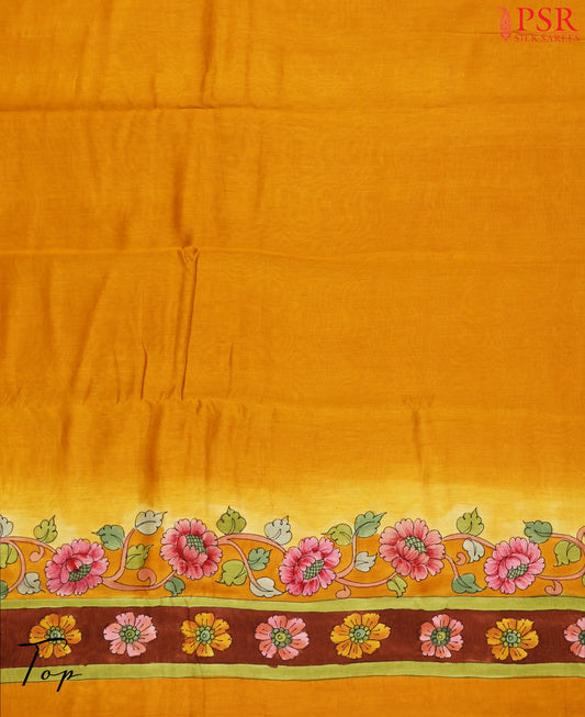 Mustard Yellow Chanderi Silk Cotton Dress Material