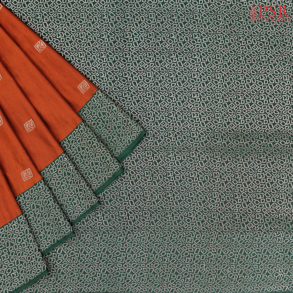 Rust Orange Jute Art Silk Saree