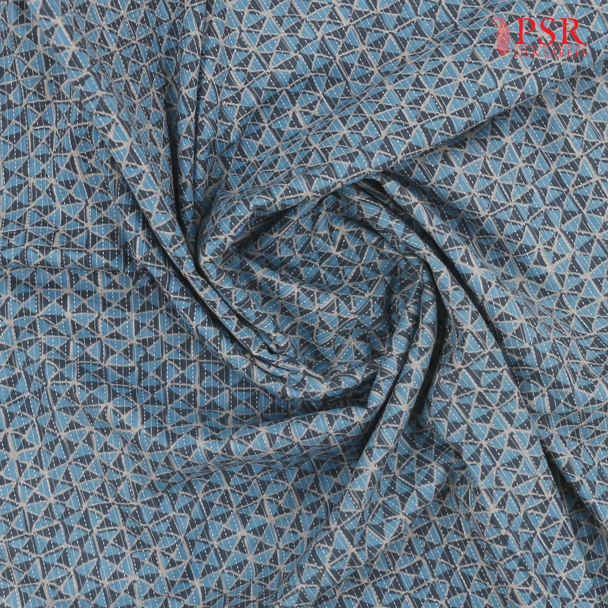 Grey & Blue Jaipur Cotton Print Running Material