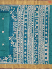 Peacock Teal Semi Dupion Saree