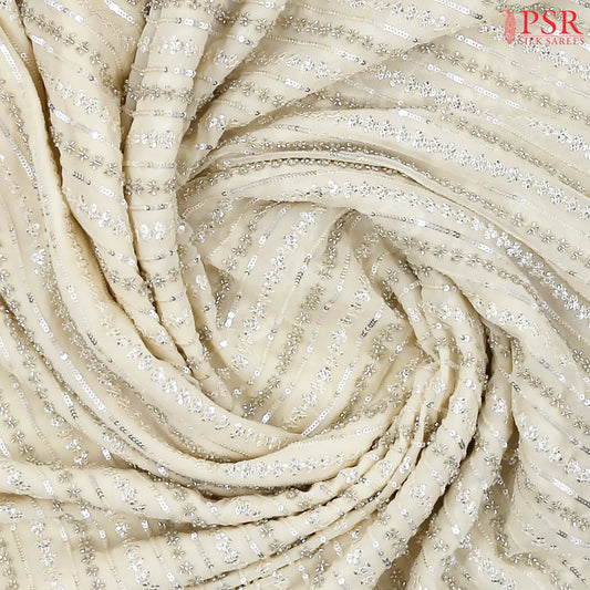 Pearl Beige Organza Laser Embroidery Saree