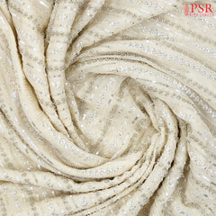Pearl Beige Organza Laser Embroidery Saree