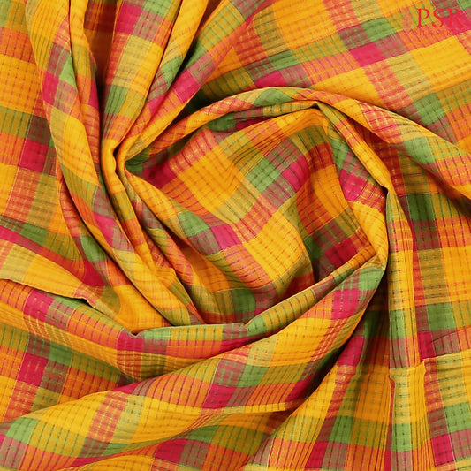 Amber Yellow Mangalagiri Cotton Saree