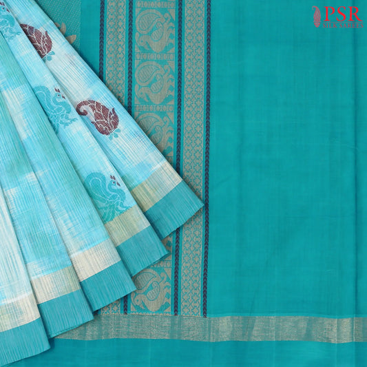 Cyan Blue Kanchi Cotton Saree