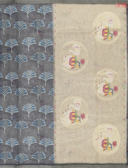 Dark Grey Silk Cotton Saree