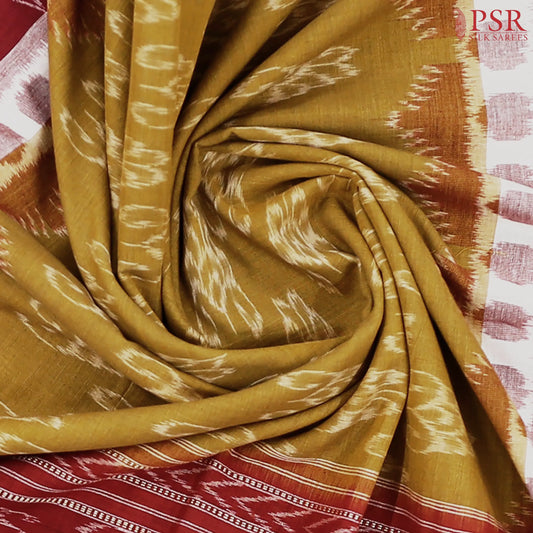 Olive Mustard Ikkat Cotton Saree