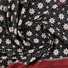 Black Fine Count Double Ikkat Soft Cotton Saree