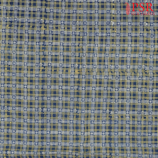 Dark Blue Ajrakh Print Running Material