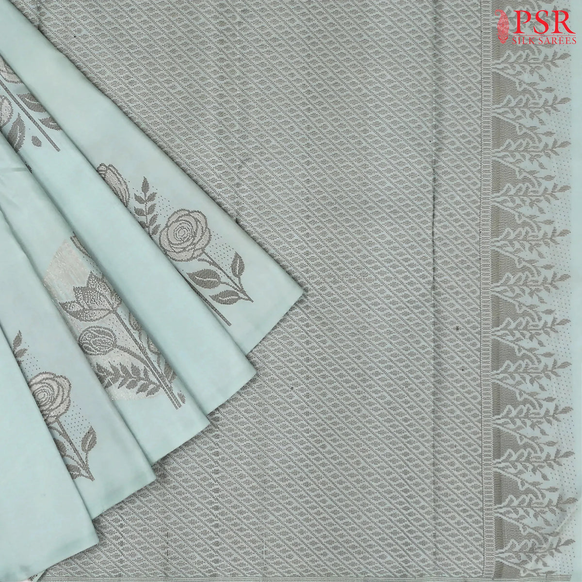 Powder Blue Kanchipuram Silk Saree