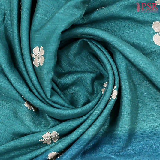 Peacock Teal Semi Dupion Saree
