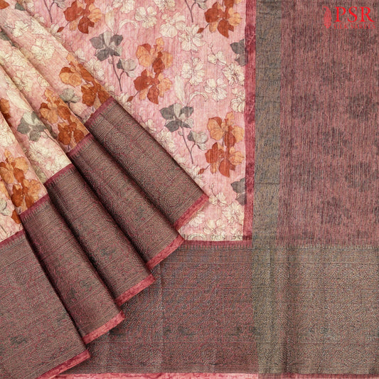 Watermelon Red Bamboo Silk Sarees