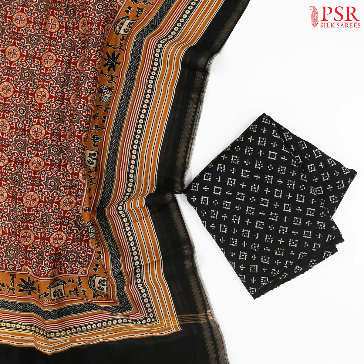Black Chanderi Dress Material