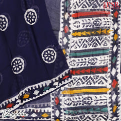 Dark Blue Batique Cotton Dress Material