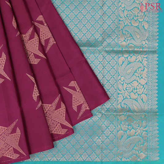 Dark Rouge Pink Soft Silk Saree