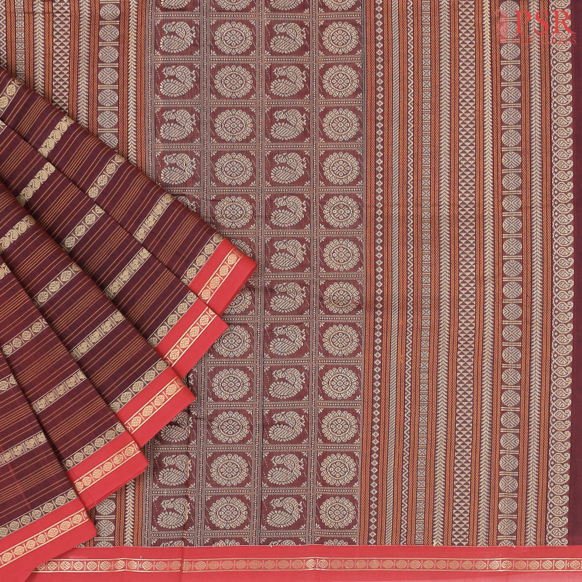 Burgundy Kalakshetra Kovai Cotton Saree