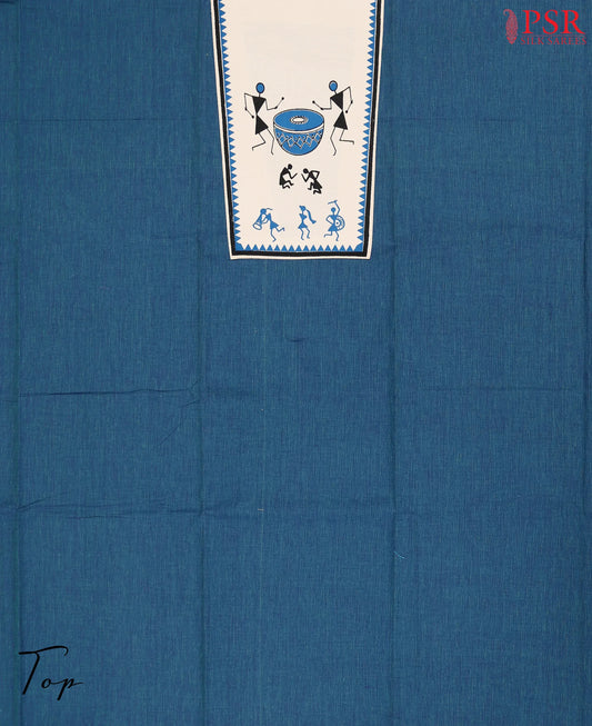 Teal Blue Chirala Cotton Dress Material