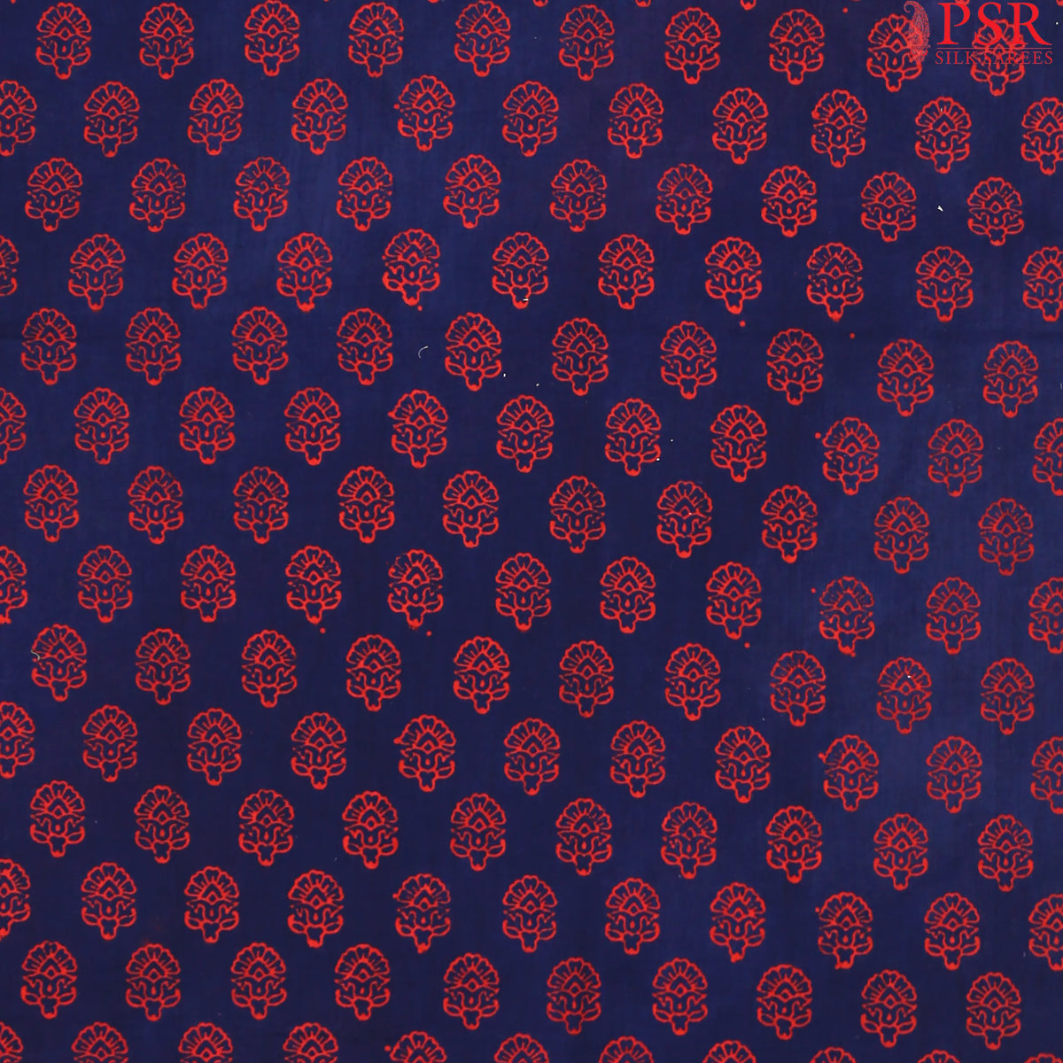 Navy Blue Cotton Print Running Material