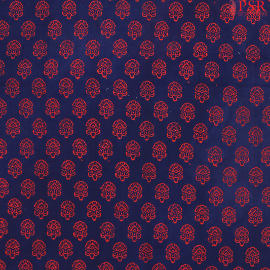 Navy Blue Cotton Print Running Material
